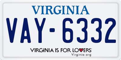 VA license plate VAY6332