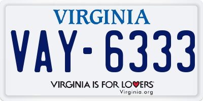 VA license plate VAY6333