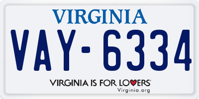 VA license plate VAY6334
