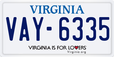VA license plate VAY6335