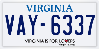 VA license plate VAY6337