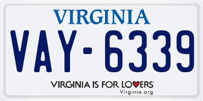 VA license plate VAY6339