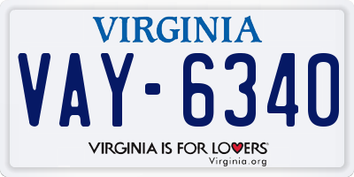 VA license plate VAY6340