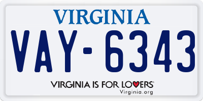 VA license plate VAY6343