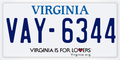 VA license plate VAY6344
