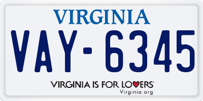 VA license plate VAY6345