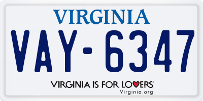 VA license plate VAY6347