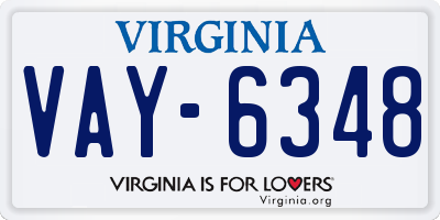 VA license plate VAY6348