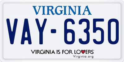 VA license plate VAY6350