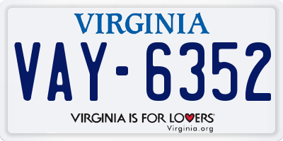 VA license plate VAY6352