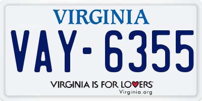 VA license plate VAY6355