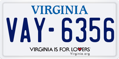 VA license plate VAY6356