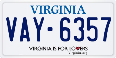 VA license plate VAY6357