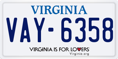 VA license plate VAY6358