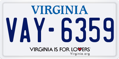 VA license plate VAY6359