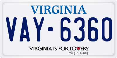 VA license plate VAY6360
