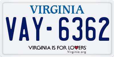 VA license plate VAY6362