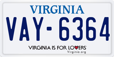 VA license plate VAY6364