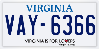 VA license plate VAY6366