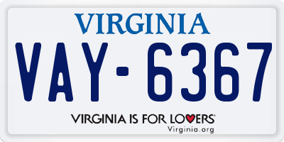 VA license plate VAY6367