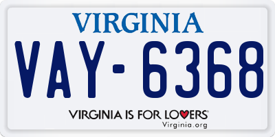 VA license plate VAY6368