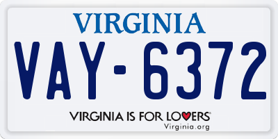 VA license plate VAY6372
