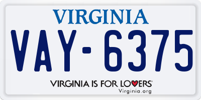 VA license plate VAY6375