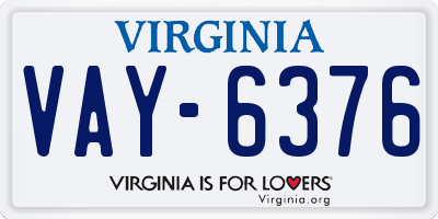 VA license plate VAY6376