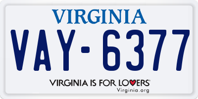 VA license plate VAY6377