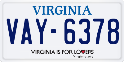 VA license plate VAY6378