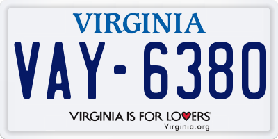 VA license plate VAY6380