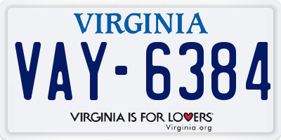 VA license plate VAY6384