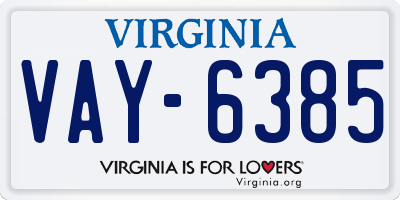 VA license plate VAY6385