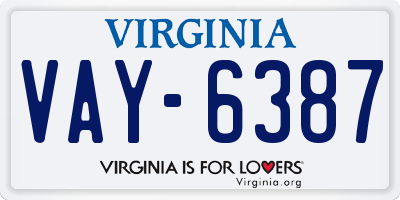 VA license plate VAY6387