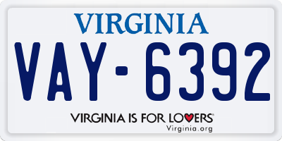 VA license plate VAY6392