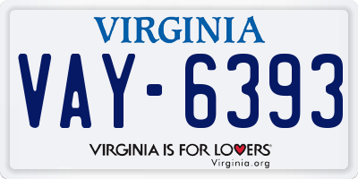 VA license plate VAY6393