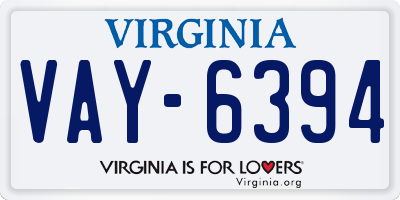 VA license plate VAY6394