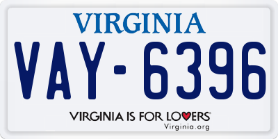 VA license plate VAY6396