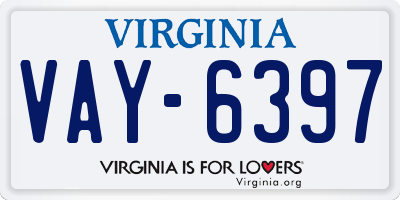VA license plate VAY6397