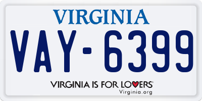 VA license plate VAY6399