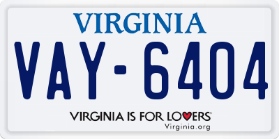 VA license plate VAY6404