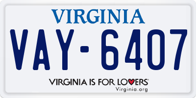 VA license plate VAY6407