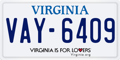 VA license plate VAY6409