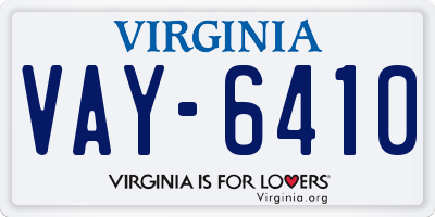 VA license plate VAY6410