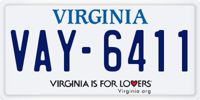 VA license plate VAY6411
