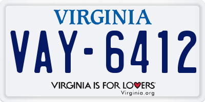 VA license plate VAY6412