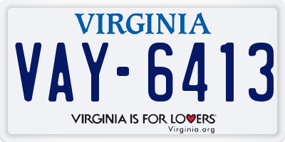 VA license plate VAY6413