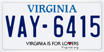 VA license plate VAY6415