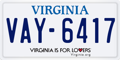 VA license plate VAY6417