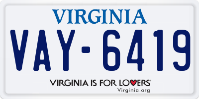 VA license plate VAY6419